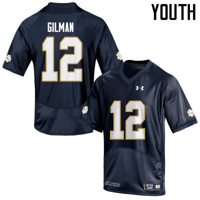 Notre Dame Fighting Irish Youth Alohi Gilman #12 Navy Under Armour Authentic Stitched College NCAA Football Jersey PIE3499WK